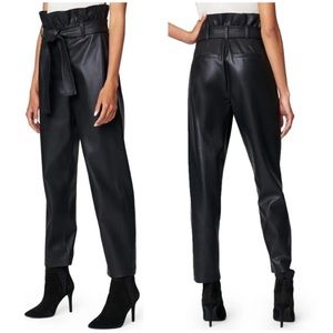 Blank NYC Black Faux Leather Belted Paperbag Waist Pants NEW SIZE 27